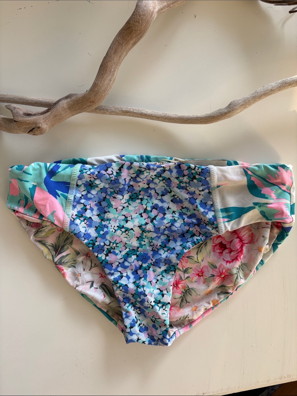 Maaji Reversible Multicolor Floral & Confetti Bikini Bottoms - Blue, Pink, Green